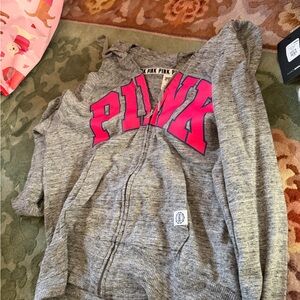 PINK Victoria's Secret Girls' Gray Hoodie with Hot Pink Logo